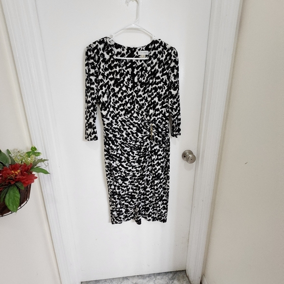 Calvin klein Black & White Bodycon fauxwrap Dress Size 6 careerwear care… - Picture 2 of 11